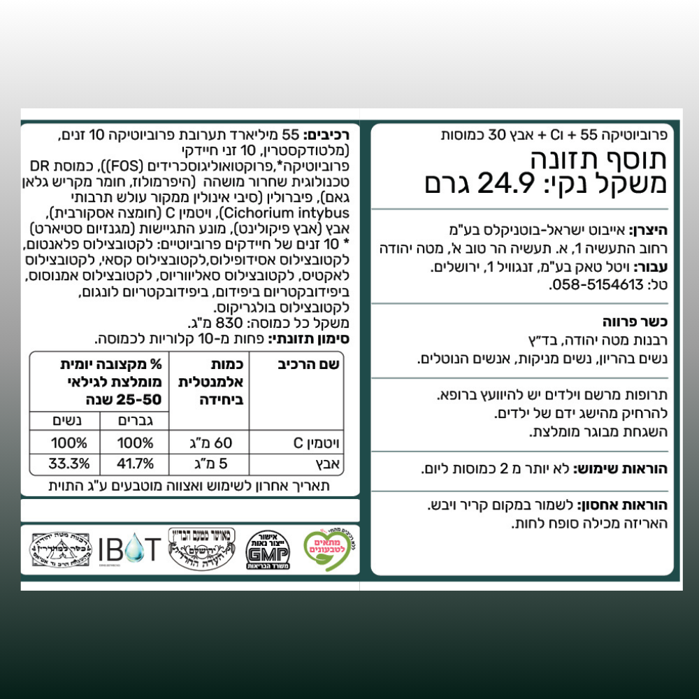 פרוביוטיקה + פרה-ביוטיקה™ – תמיכה באיזון מערכת העיכול